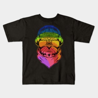 pug dog with headphone Kids T-Shirt